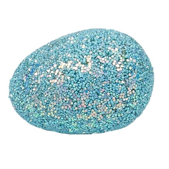 Easter Sparkling Egg  Blue Small 1.75"  x 2.25"  Embellished Bead Glitter Gem - Picture 1 of 4